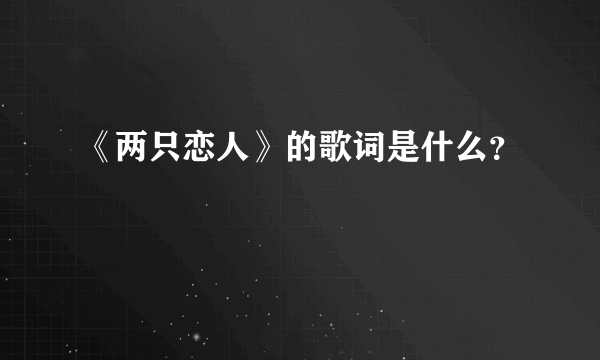 《两只恋人》的歌词是什么？