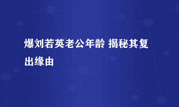 爆刘若英老公年龄 揭秘其复出缘由