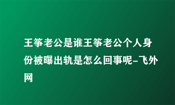 王筝老公是谁王筝老公个人身份被曝出轨是怎么回事呢-飞外网