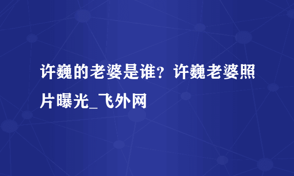 许巍的老婆是谁？许巍老婆照片曝光_飞外网