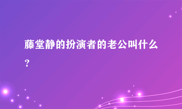 藤堂静的扮演者的老公叫什么？