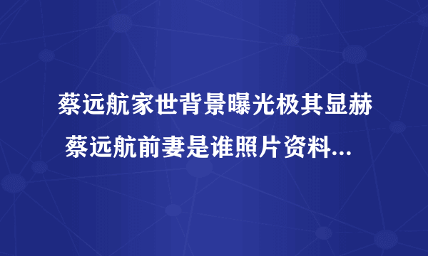 蔡远航家世背景曝光极其显赫 蔡远航前妻是谁照片资料离婚原因