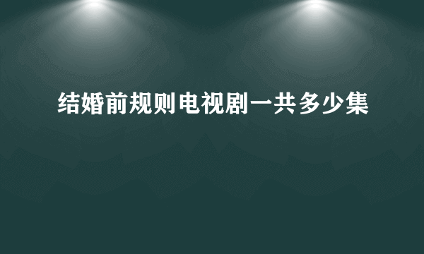 结婚前规则电视剧一共多少集