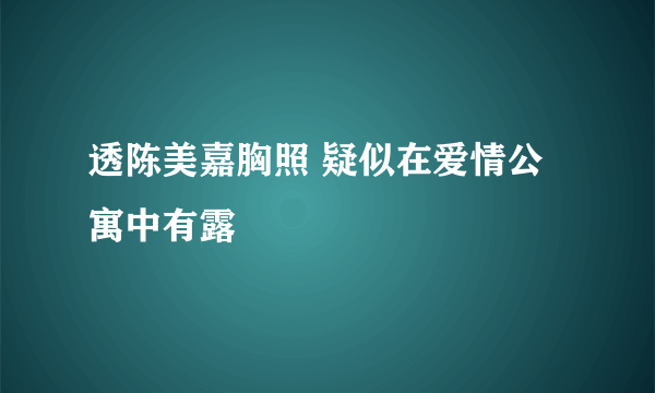 透陈美嘉胸照 疑似在爱情公寓中有露