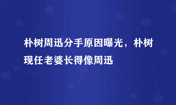 朴树周迅分手原因曝光，朴树现任老婆长得像周迅 