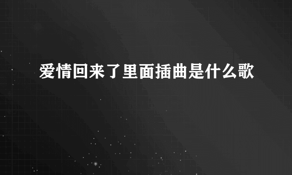 爱情回来了里面插曲是什么歌