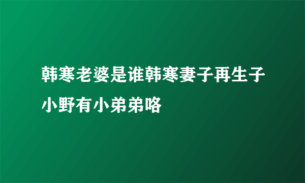 韩寒老婆是谁韩寒妻子再生子小野有小弟弟咯