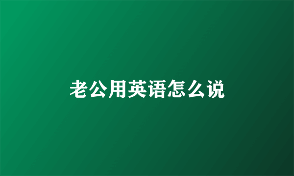 老公用英语怎么说