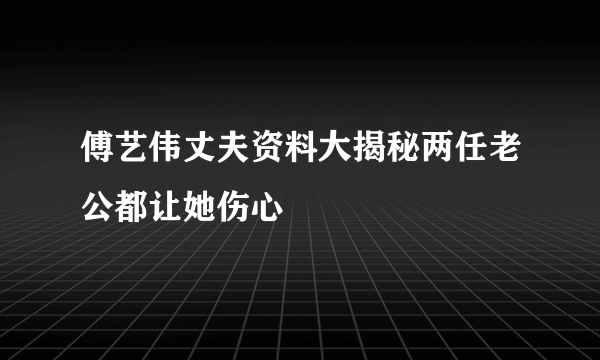 傅艺伟丈夫资料大揭秘两任老公都让她伤心