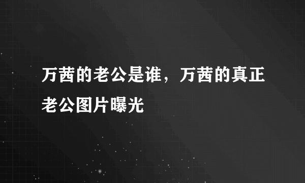 万茜的老公是谁，万茜的真正老公图片曝光