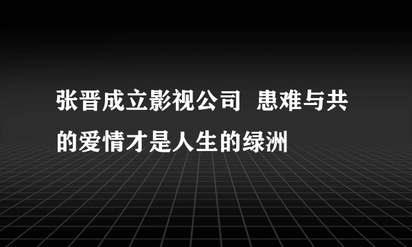 张晋成立影视公司  患难与共的爱情才是人生的绿洲