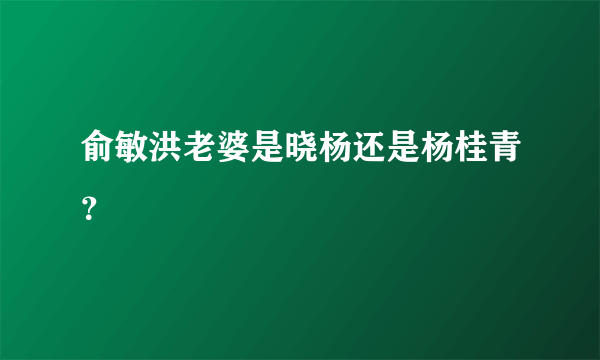 俞敏洪老婆是晓杨还是杨桂青？