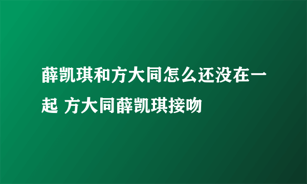 薛凯琪和方大同怎么还没在一起 方大同薛凯琪接吻