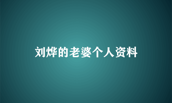 刘烨的老婆个人资料