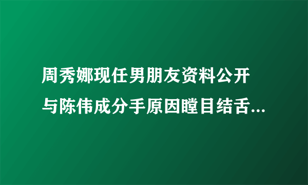 周秀娜现任男朋友资料公开 与陈伟成分手原因瞠目结舌_飞外网