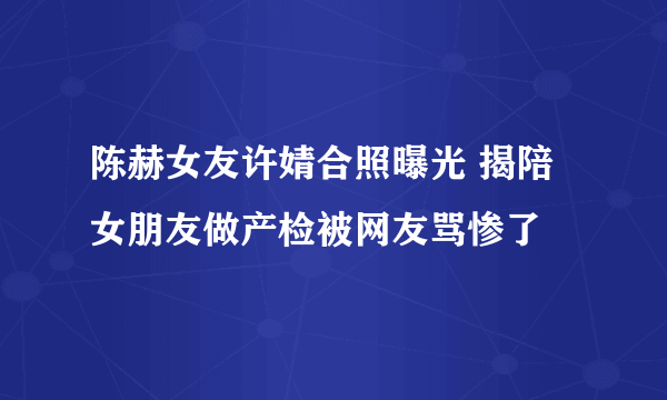 陈赫女友许婧合照曝光 揭陪女朋友做产检被网友骂惨了