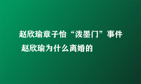 赵欣瑜章子怡“泼墨门”事件 赵欣瑜为什么离婚的