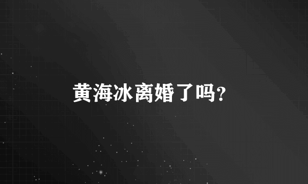 黄海冰离婚了吗？