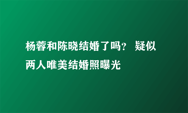 杨蓉和陈晓结婚了吗？ 疑似两人唯美结婚照曝光