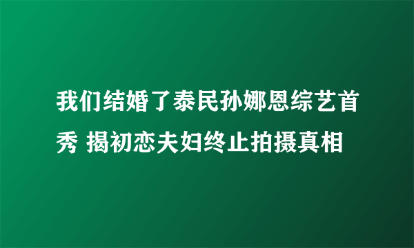 我们结婚了泰民孙娜恩综艺首秀 揭初恋夫妇终止拍摄真相