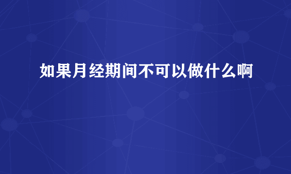 如果月经期间不可以做什么啊