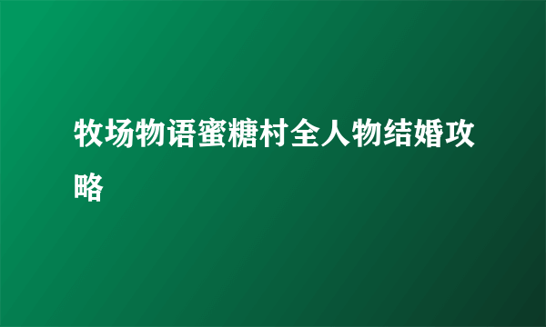 牧场物语蜜糖村全人物结婚攻略