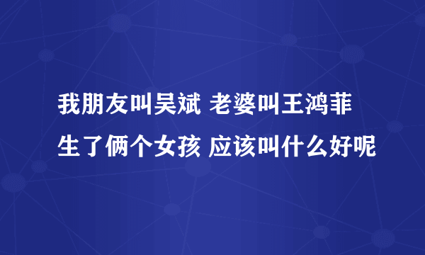 我朋友叫吴斌 老婆叫王鸿菲 生了俩个女孩 应该叫什么好呢