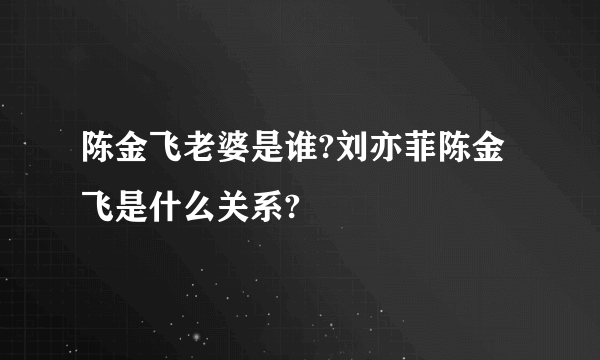 陈金飞老婆是谁?刘亦菲陈金飞是什么关系?