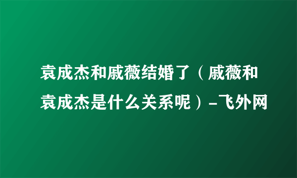 袁成杰和戚薇结婚了（戚薇和袁成杰是什么关系呢）-飞外网