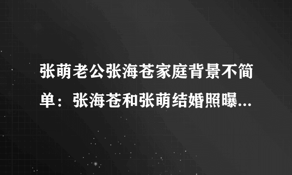 张萌老公张海苍家庭背景不简单：张海苍和张萌结婚照曝光（图）