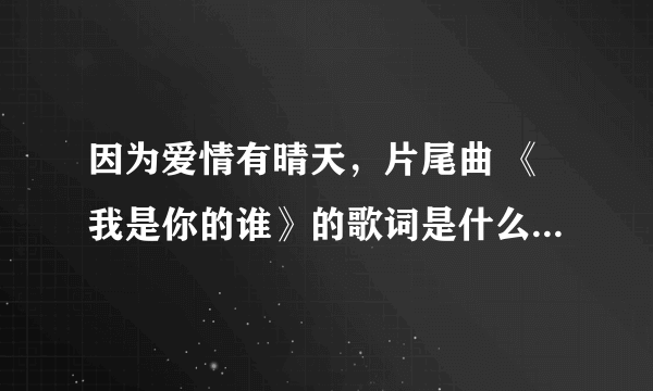 因为爱情有晴天，片尾曲 《我是你的谁》的歌词是什么？求解！