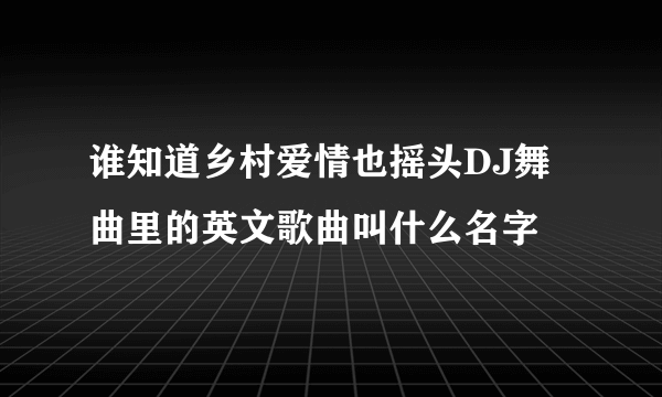 谁知道乡村爱情也摇头DJ舞曲里的英文歌曲叫什么名字