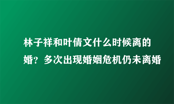 林子祥和叶倩文什么时候离的婚？多次出现婚姻危机仍未离婚