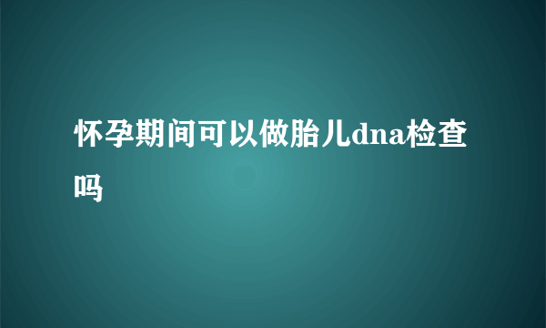 怀孕期间可以做胎儿dna检查吗