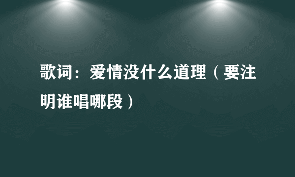 歌词：爱情没什么道理（要注明谁唱哪段）