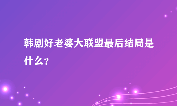 韩剧好老婆大联盟最后结局是什么？