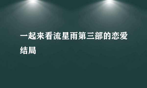 一起来看流星雨第三部的恋爱结局