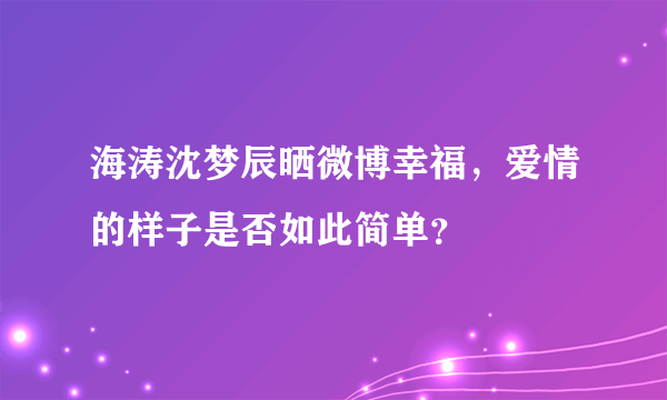 海涛沈梦辰晒微博幸福，爱情的样子是否如此简单？