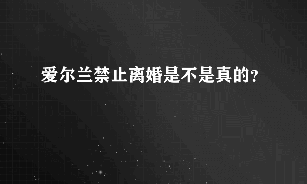 爱尔兰禁止离婚是不是真的？