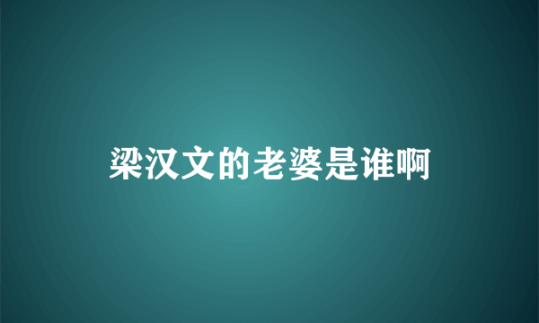 梁汉文的老婆是谁啊