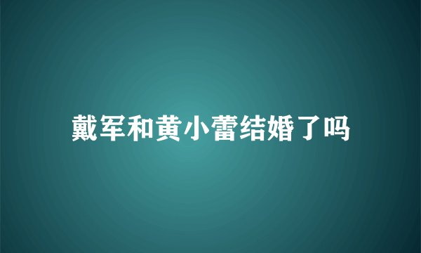 戴军和黄小蕾结婚了吗