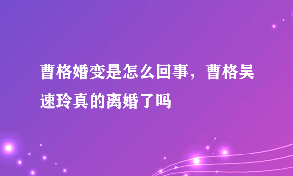 曹格婚变是怎么回事，曹格吴速玲真的离婚了吗