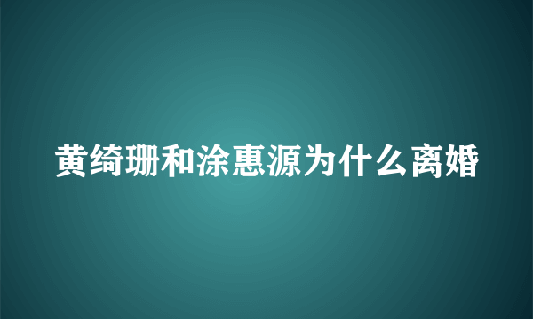 黄绮珊和涂惠源为什么离婚