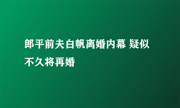 郎平前夫白帆离婚内幕 疑似不久将再婚