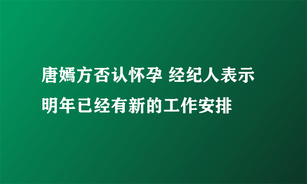 唐嫣方否认怀孕 经纪人表示明年已经有新的工作安排