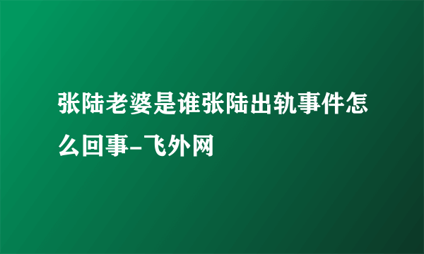 张陆老婆是谁张陆出轨事件怎么回事-飞外网