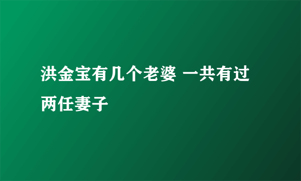 洪金宝有几个老婆 一共有过两任妻子