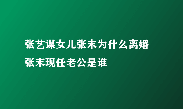 张艺谋女儿张末为什么离婚 张末现任老公是谁