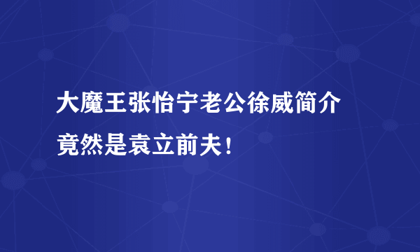 大魔王张怡宁老公徐威简介 竟然是袁立前夫！