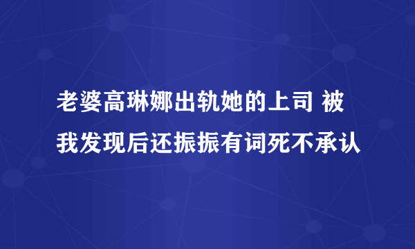 老婆高琳娜出轨她的上司 被我发现后还振振有词死不承认